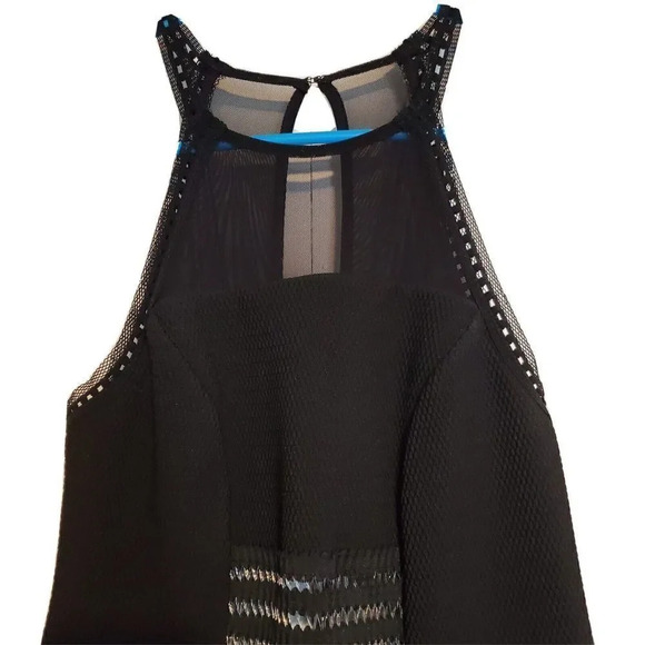 Top Shop Dress Black Size 6 Sleeveless Mesh Knee Length Peek a Boo Party Womens - Picture 3 of 6